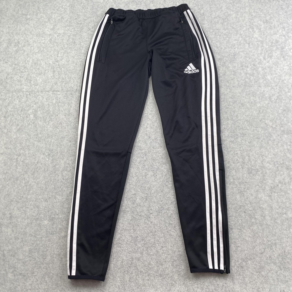 Adidas ClimaCool Pants Mens Small (26x29) Black 3-Stripes Zip Hem *NO DRAWSTRING
